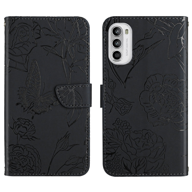Custodia per cellulare in pelle goffrata con peonia a farfalla, For Motorola Moto G52J 5G, For Motorola Moto G71S, For OPPO Realme Narzo 50 4G, For OPPO Reno7 4G