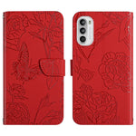 Custodia per cellulare in pelle goffrata con peonia a farfalla, For Motorola Moto G52J 5G, For Motorola Moto G71S, For OPPO Realme Narzo 50 4G, For OPPO Reno7 4G