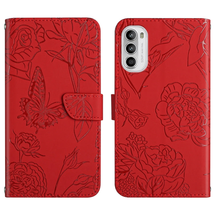 Custodia per cellulare in pelle goffrata con peonia a farfalla, For Motorola Moto G52J 5G, For Motorola Moto G71S, For OPPO Realme Narzo 50 4G, For OPPO Reno7 4G