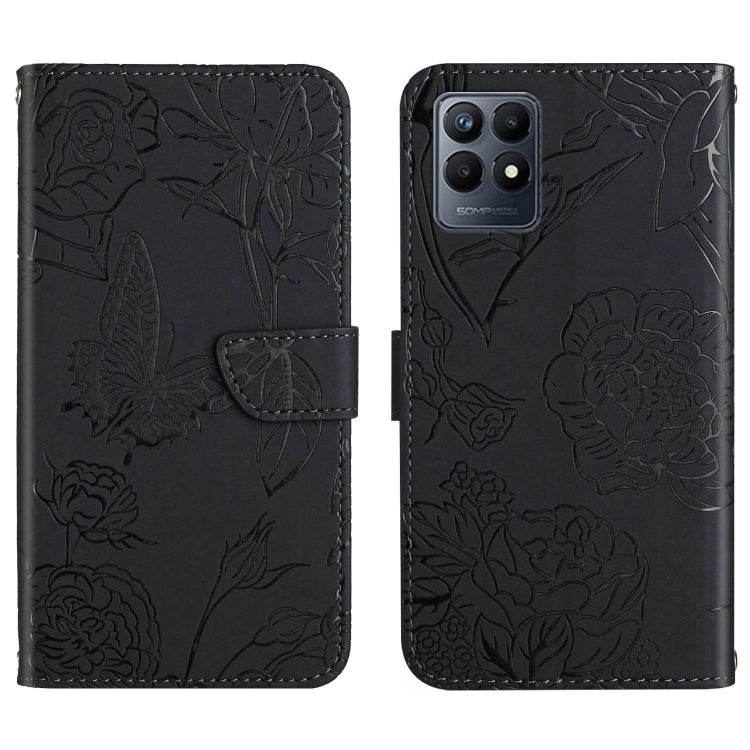Custodia per cellulare in pelle goffrata con peonia a farfalla, For Motorola Moto G52J 5G, For Motorola Moto G71S, For OPPO Realme Narzo 50 4G, For OPPO Reno7 4G