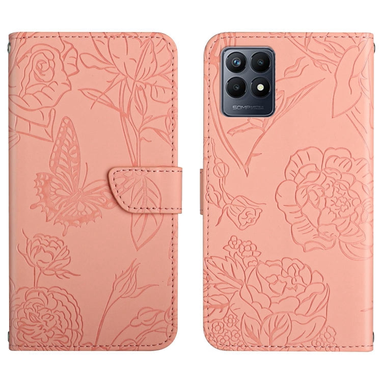 Custodia per cellulare in pelle goffrata con peonia a farfalla, For Motorola Moto G52J 5G, For Motorola Moto G71S, For OPPO Realme Narzo 50 4G, For OPPO Reno7 4G
