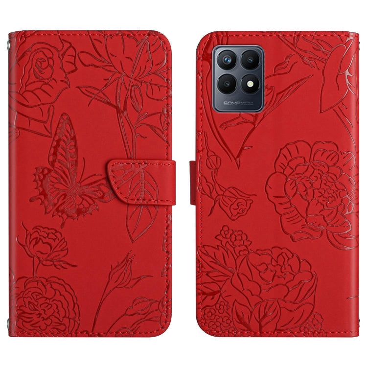 Custodia per cellulare in pelle goffrata con peonia a farfalla, For Motorola Moto G52J 5G, For Motorola Moto G71S, For OPPO Realme Narzo 50 4G, For OPPO Reno7 4G