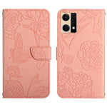 Custodia per cellulare in pelle goffrata con peonia a farfalla, For Motorola Moto G52J 5G, For Motorola Moto G71S, For OPPO Realme Narzo 50 4G, For OPPO Reno7 4G