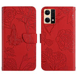 Custodia per cellulare in pelle goffrata con peonia a farfalla, For Motorola Moto G52J 5G, For Motorola Moto G71S, For OPPO Realme Narzo 50 4G, For OPPO Reno7 4G