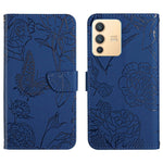 Custodia per cellulare in pelle goffrata con peonia a farfalla, For vivo V23 5G