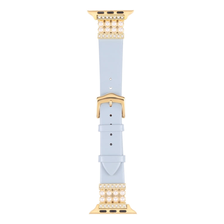 Cinturino in pelle con diamanti perlati per la serie Apple Watch, 7 41mm / 6&SE&5&4 40mm / 3&2&1 38mm, 7 45mm / 6&SE&5&4 44mm / 3&2&1 42mm
