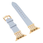 Cinturino in pelle con diamanti perlati per la serie Apple Watch, 7 41mm / 6&SE&5&4 40mm / 3&2&1 38mm, 7 45mm / 6&SE&5&4 44mm / 3&2&1 42mm