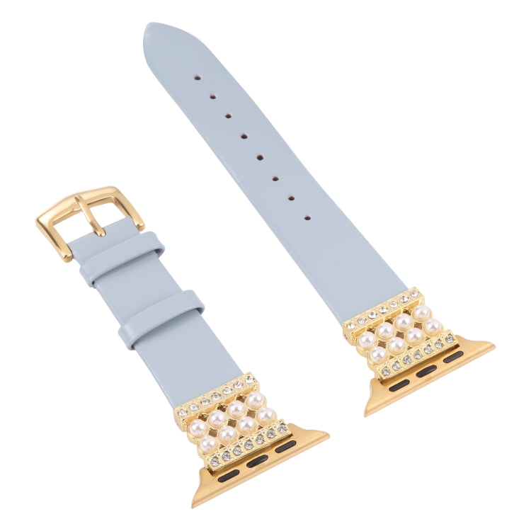 Cinturino in pelle con diamanti perlati per la serie Apple Watch, 7 41mm / 6&SE&5&4 40mm / 3&2&1 38mm, 7 45mm / 6&SE&5&4 44mm / 3&2&1 42mm