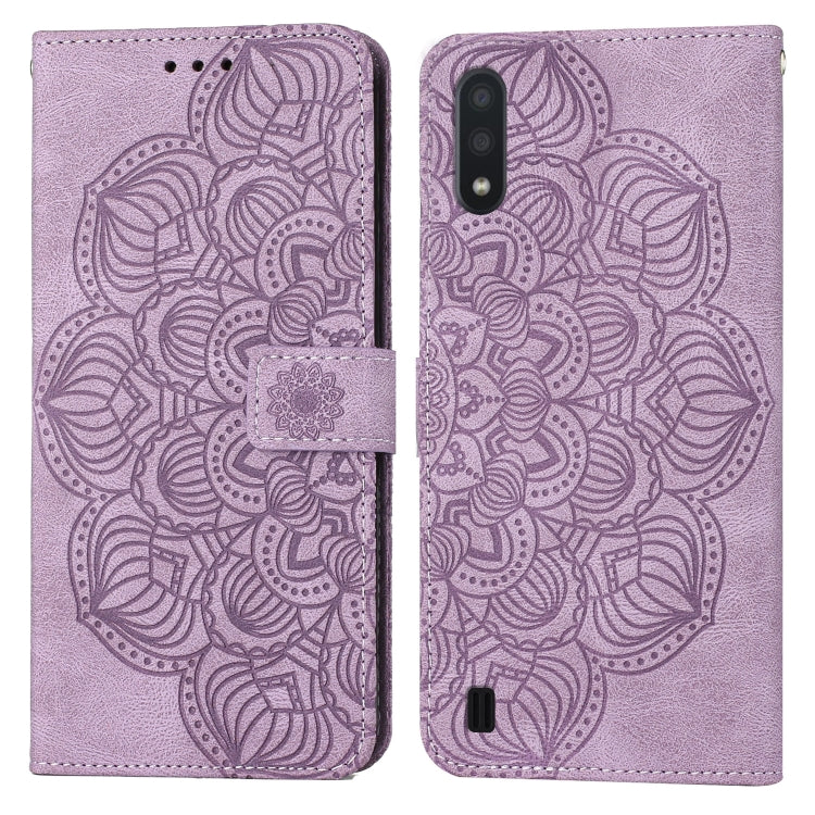 Custodia per cellulare in pelle flip goffrata con mandala, For Samsung Galaxy A01, For Samsung Galaxy A02s 164mm, For Samsung Galaxy A02s 166mm, For Samsung Galaxy A03s 164mm