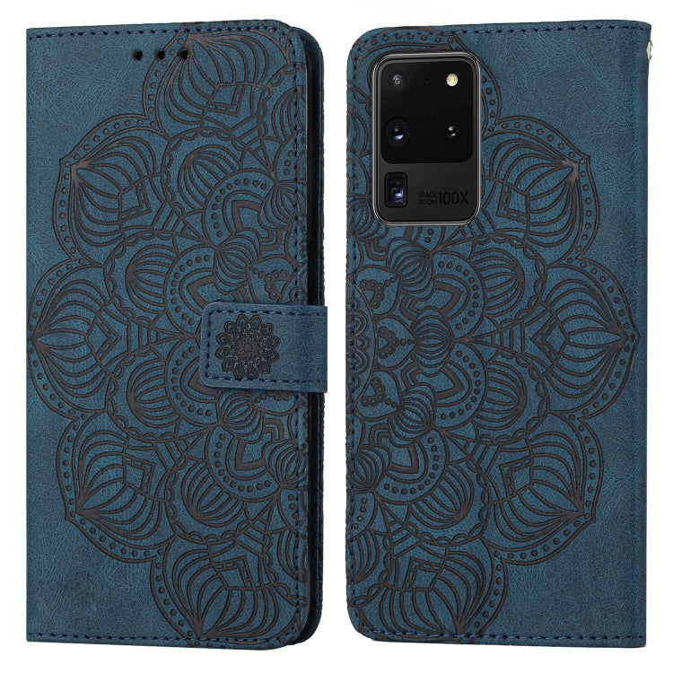 Custodia per cellulare in pelle flip goffrata con mandala, For Samsung Galaxy S20 Ultra, For Samsung Galaxy S21 5G, For Samsung Galaxy S21 FE 5G, For Samsung Galaxy S21+ 5G