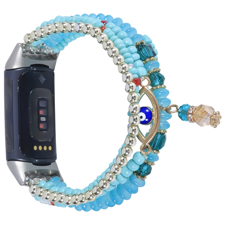Cinturino per orologio con catena di perline, For Fitbit Charge 5, For Fitbit Versa 3 / Sense
