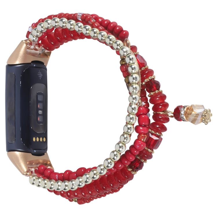 Cinturino per orologio con catena di perline, For Fitbit Charge 5, For Fitbit Versa 3 / Sense