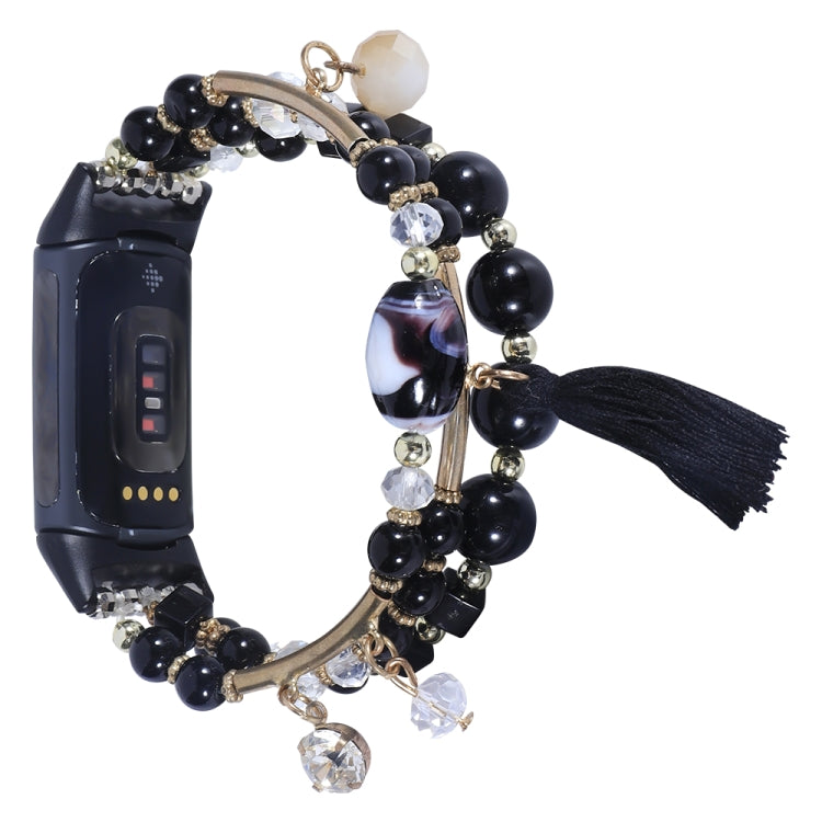Cinturino per orologio a catena con perline rotonde, For Fitbit Charge 5, For Fitbit Versa 3 / Sense