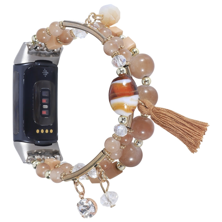 Cinturino per orologio a catena con perline rotonde, For Fitbit Charge 5, For Fitbit Versa 3 / Sense