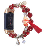 Cinturino per orologio a catena con perline rotonde, For Fitbit Charge 5, For Fitbit Versa 3 / Sense