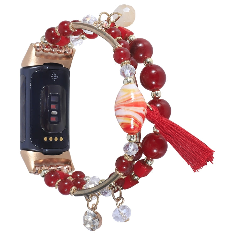 Cinturino per orologio a catena con perline rotonde, For Fitbit Charge 5, For Fitbit Versa 3 / Sense