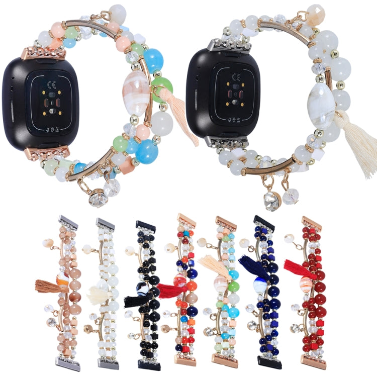 Cinturino per orologio a catena con perline rotonde, For Fitbit Charge 5, For Fitbit Versa 3 / Sense