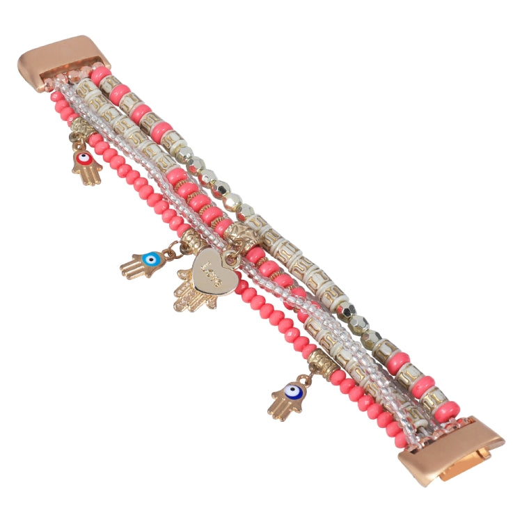 Cinturino per orologio con catena di perline di palma, For Fitbit Charge 5, For Fitbit Versa 3 / Sense