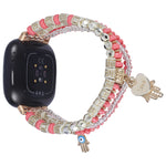 Cinturino per orologio con catena di perline di palma, For Fitbit Charge 5, For Fitbit Versa 3 / Sense