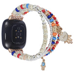 Cinturino per orologio con catena di perline di palma, For Fitbit Charge 5, For Fitbit Versa 3 / Sense