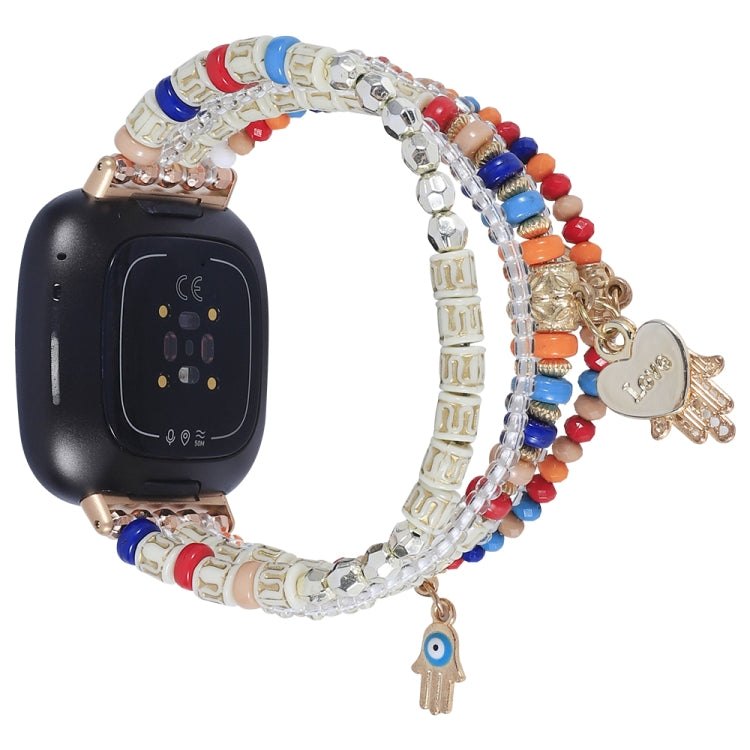 Cinturino per orologio con catena di perline di palma, For Fitbit Charge 5, For Fitbit Versa 3 / Sense