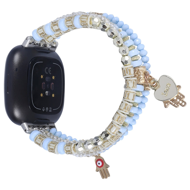 Cinturino per orologio con catena di perline di palma, For Fitbit Charge 5, For Fitbit Versa 3 / Sense