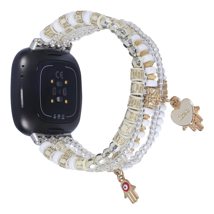 Cinturino per orologio con catena di perline di palma, For Fitbit Charge 5, For Fitbit Versa 3 / Sense