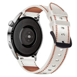 Per Huawei Watch GT 3 46mm / GT Runner 22mm Cinturino in vera pelle con cuciture tricolori