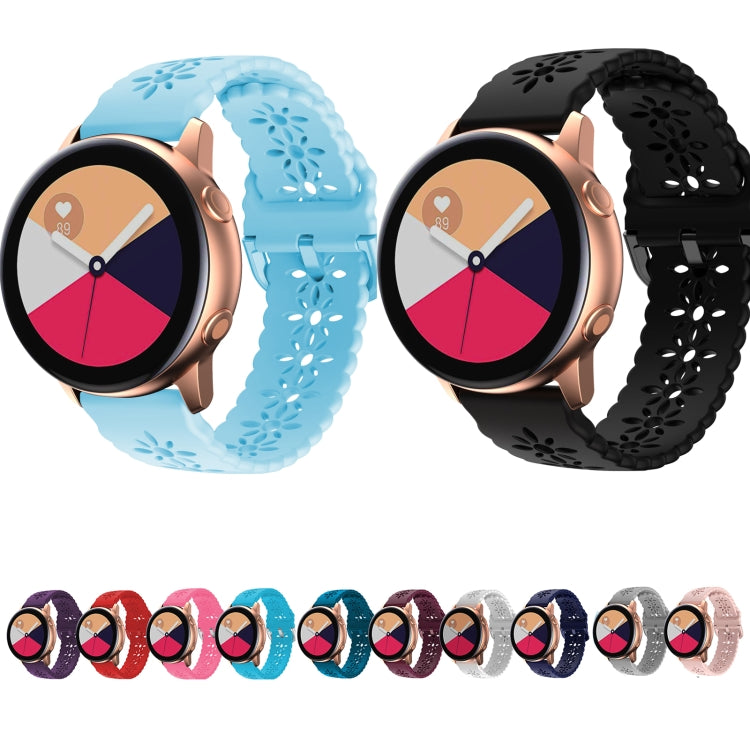 Cinturino in silicone scavato con fiore di prugna, For Samsung Galaxy Watch4 20mm, For Huawei Watch GT 3 Pro 22mm