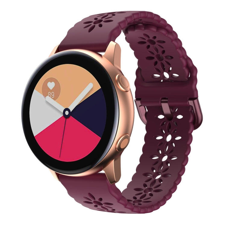 Cinturino in silicone scavato con fiore di prugna, For Samsung Galaxy Watch4 20mm, For Huawei Watch GT 3 Pro 22mm
