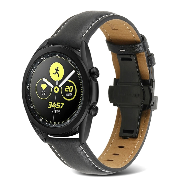 Cinturino per orologio in vera pelle con cuciture a farfalla, For Samsung Galaxy Watch4 20mm, For Huawei Watch GT 3 Pro 22mm