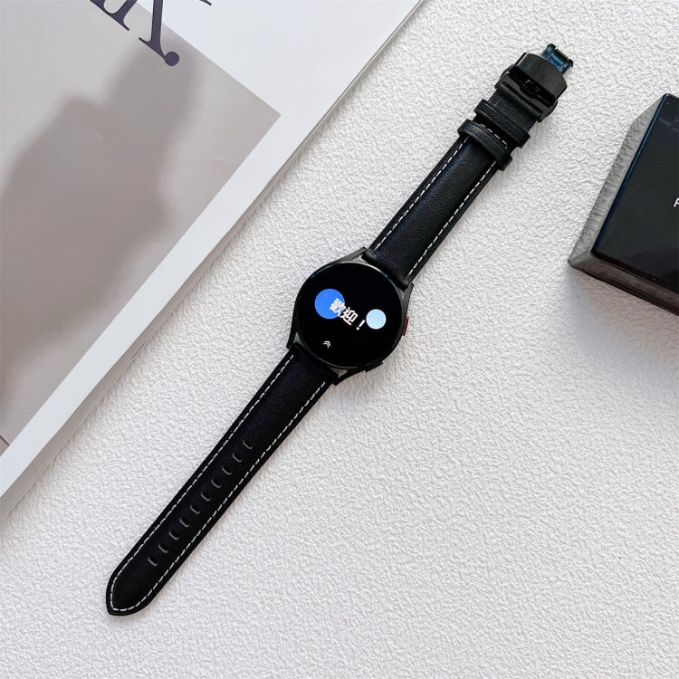 Cinturino per orologio in vera pelle con cuciture a farfalla, For Samsung Galaxy Watch4 20mm, For Huawei Watch GT 3 Pro 22mm