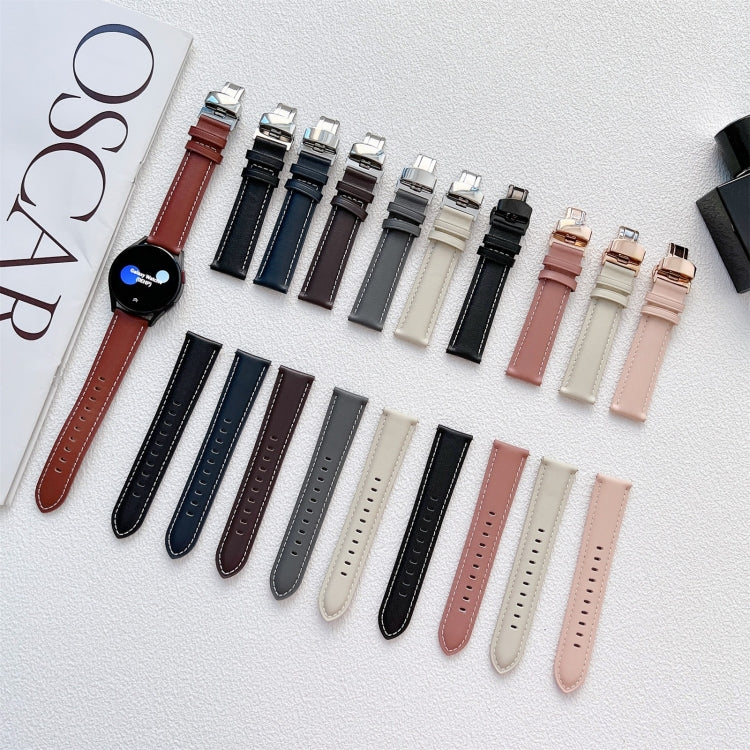 Cinturino per orologio in vera pelle con cuciture a farfalla, For Samsung Galaxy Watch4 20mm, For Huawei Watch GT 3 Pro 22mm