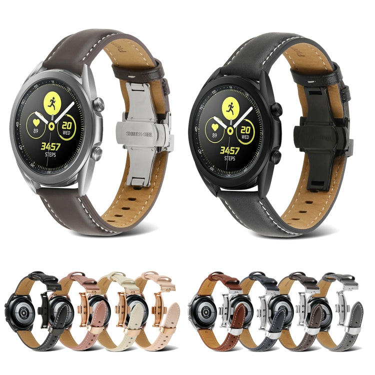 Cinturino per orologio in vera pelle con cuciture a farfalla, For Samsung Galaxy Watch4 20mm, For Huawei Watch GT 3 Pro 22mm