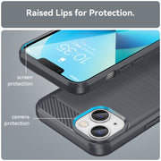 Custodia per telefono TPU in fibra di carbonio con trama spazzolata, For iPhone 14 Plus, For iPhone 14 Pro, For iPhone 14 Pro Max, For iPhone 14