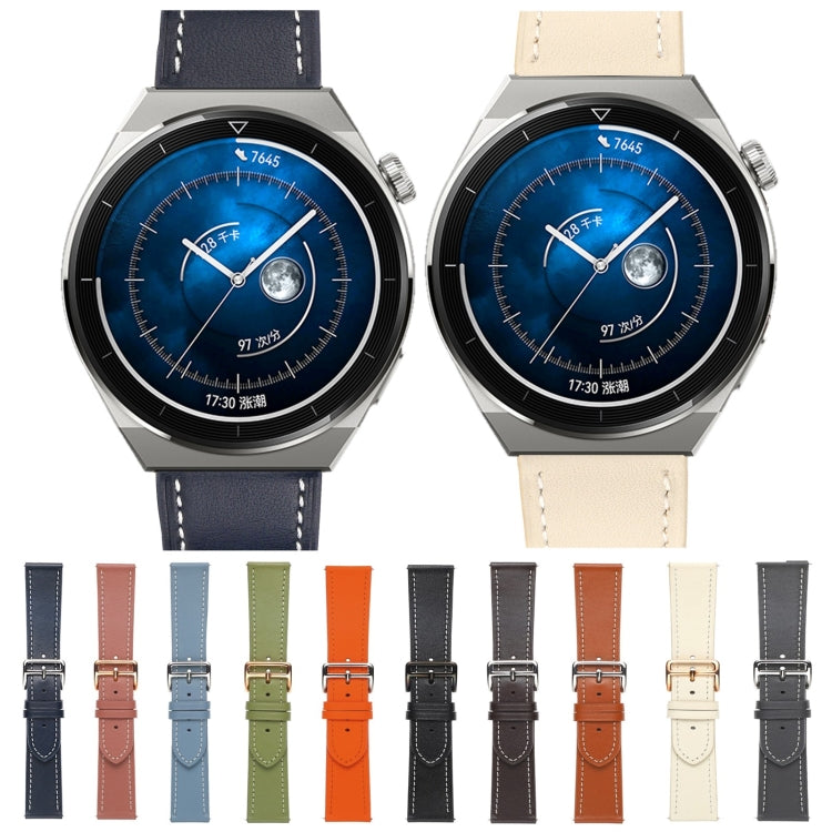 Cinturino per orologio in vera pelle tinta unita, For Samsung Galaxy Watch4 20mm, For Huawei Watch GT 3 Pro 22mm