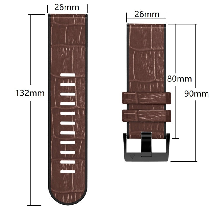 Cinturino per orologio in pelle di silicone con trama di coccodrillo, For Garmin Fenix 7/6 Pro/5 Plus 22mm, For Garmin Fenix 7X/6X Pro/Tactix 7 26mm
