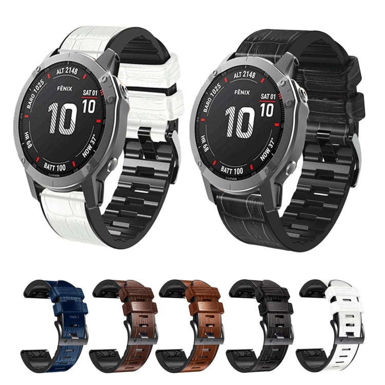 Cinturino per orologio in pelle di silicone con trama di coccodrillo, For Garmin Fenix 7/6 Pro/5 Plus 22mm, For Garmin Fenix 7X/6X Pro/Tactix 7 26mm