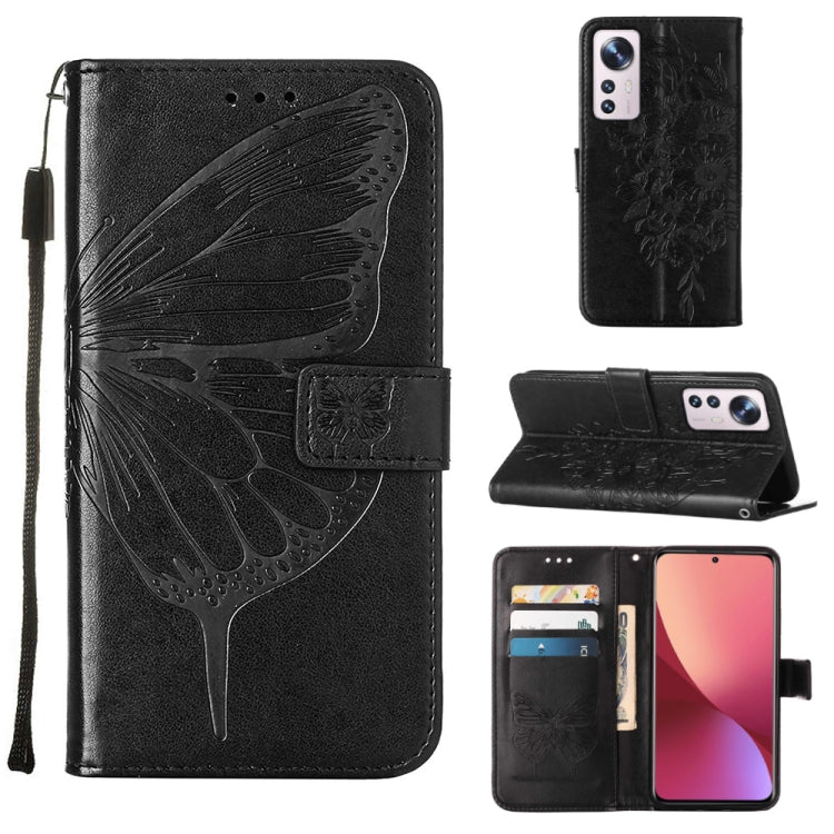 Custodia per telefono in pelle con farfalla goffrata, For Xiaomi 12 Lite, For Xiaomi Redmi Note 11T Pro, For Xiaomi Poco M4 5G