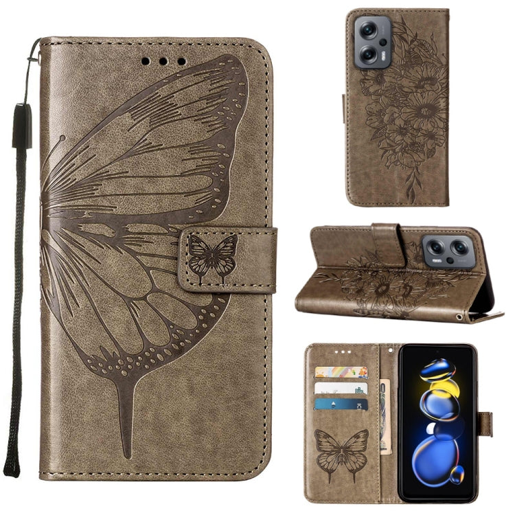 Custodia per telefono in pelle con farfalla goffrata, For Xiaomi 12 Lite, For Xiaomi Redmi Note 11T Pro, For Xiaomi Poco M4 5G