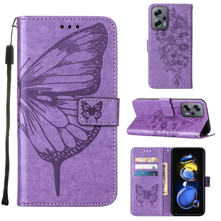 Custodia per telefono in pelle con farfalla goffrata, For Xiaomi 12 Lite, For Xiaomi Redmi Note 11T Pro, For Xiaomi Poco M4 5G