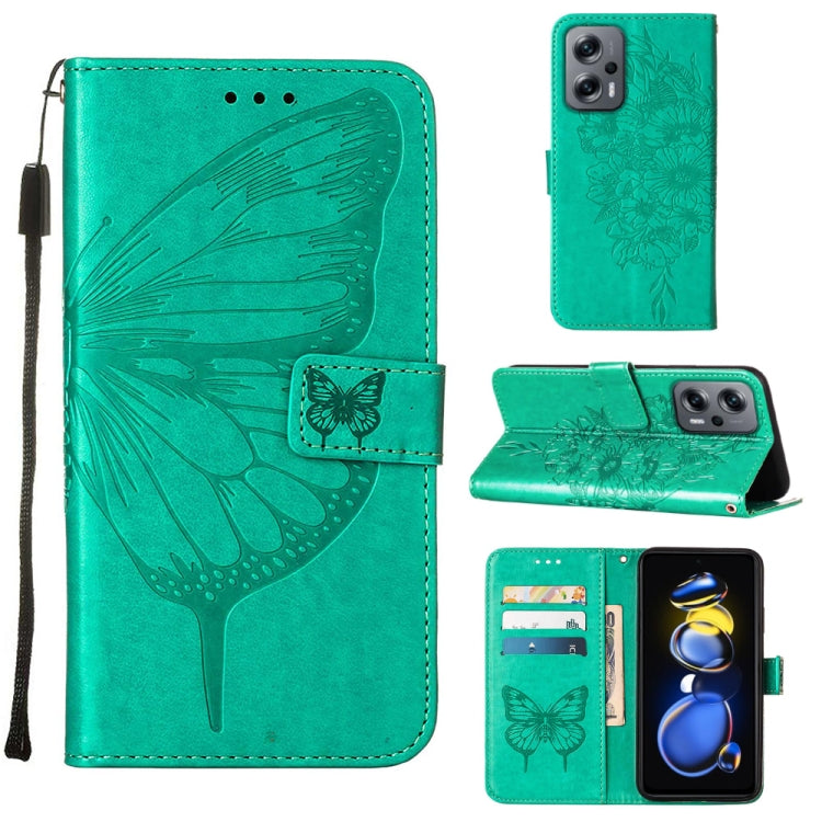 Custodia per telefono in pelle con farfalla goffrata, For Xiaomi 12 Lite, For Xiaomi Redmi Note 11T Pro, For Xiaomi Poco M4 5G