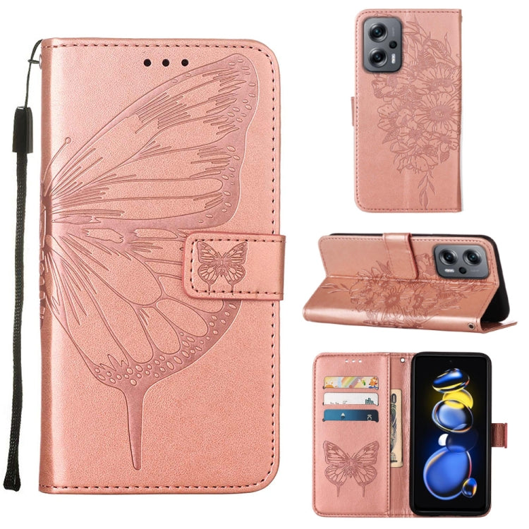 Custodia per telefono in pelle con farfalla goffrata, For Xiaomi 12 Lite, For Xiaomi Redmi Note 11T Pro, For Xiaomi Poco M4 5G