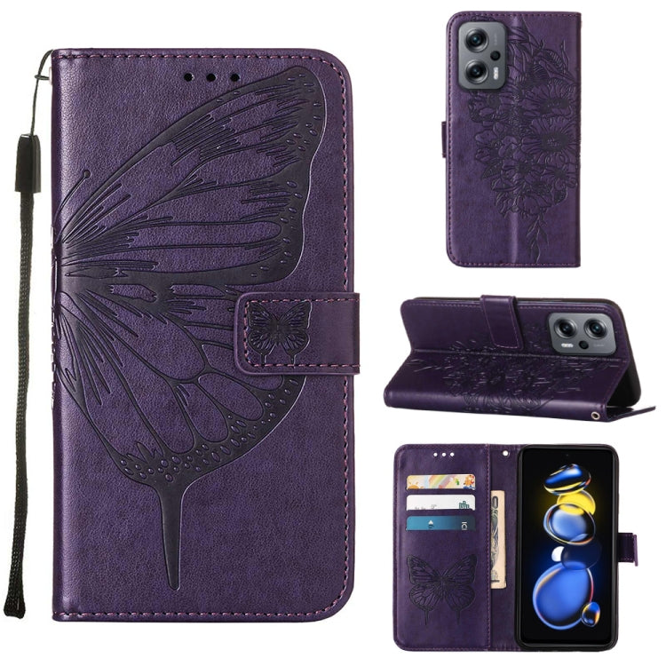 Custodia per telefono in pelle con farfalla goffrata, For Xiaomi 12 Lite, For Xiaomi Redmi Note 11T Pro, For Xiaomi Poco M4 5G