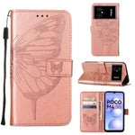 Custodia per telefono in pelle con farfalla goffrata, For Xiaomi 12 Lite, For Xiaomi Redmi Note 11T Pro, For Xiaomi Poco M4 5G