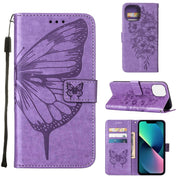 Custodia per telefono in pelle con farfalla goffrata, For iPhone 14, For iPhone 14 Plus, For iPhone 14 Pro