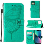 Custodia portafoglio in pelle con farfalla per iPhone 14 Pro