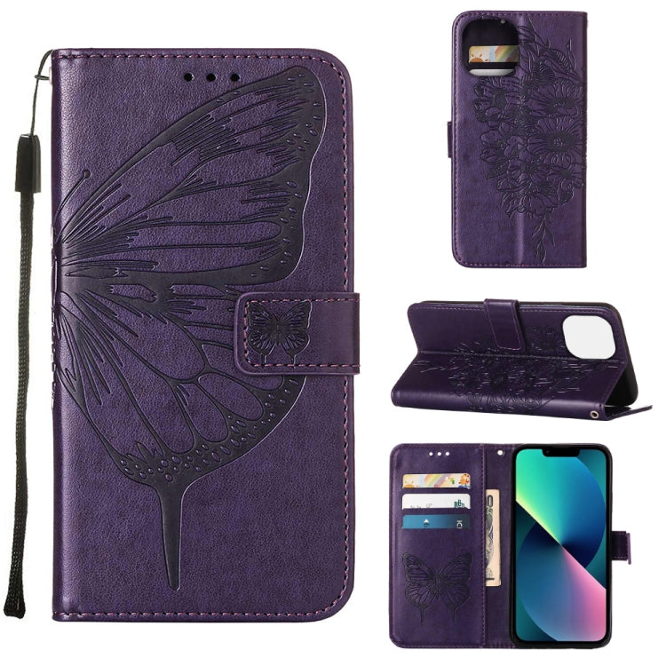 Custodia portafoglio in pelle con farfalla per iPhone 14 Pro