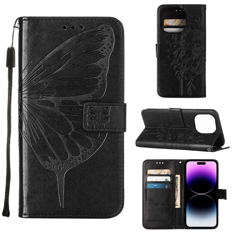 Custodia portafoglio in pelle con farfalla per iPhone 14 Pro