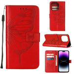 Custodia portafoglio in pelle con farfalla per iPhone 14 Pro